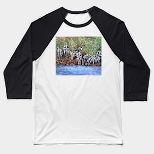 ZEBRAS WATER POND Baseball T-Shirt